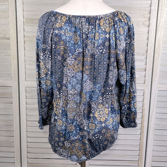 MICHAEL (Michael Kors) Medallion Print Boho Top w 3/4 Sleeves-Medium - Picture 2 of 3